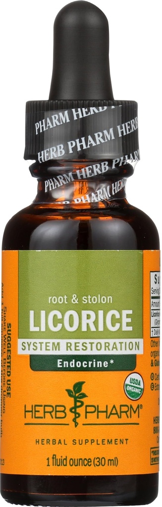 Herb Pharm certificado extrato líquido de alcaçuz orgânico para suporte do sistema endócrino - 1 onça (DLIC01)