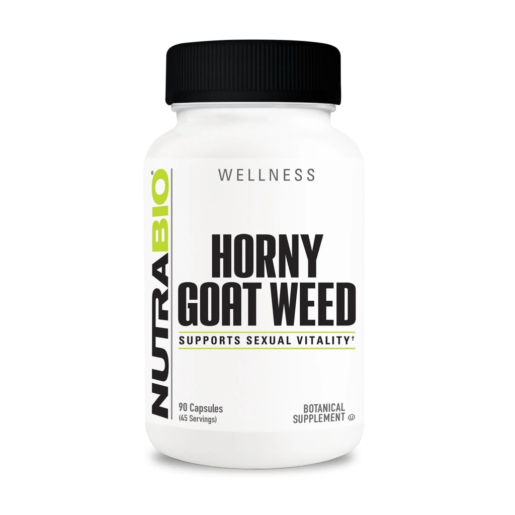 NutraBio Horny Goat Extract Supplement, 500mg - para homens e mulheres, ajuda a apoiar energia e vitalidade, 90 cápsulas vegetais