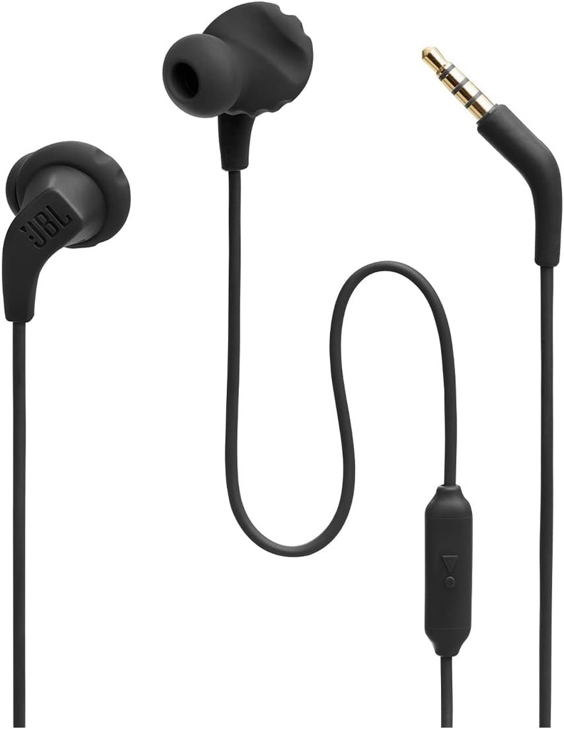 JBL Endurance Run 2 Wired - Esportes com fio à prova d'água nos auscultadores auriculares, Som Puro Baixo, Chamadas Mãos Livres, Nunca Doer. Nunca caia.