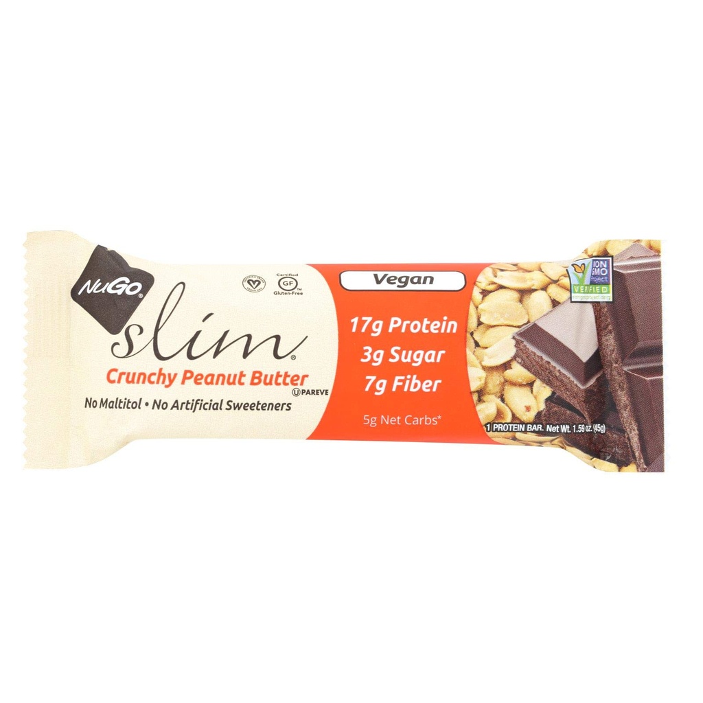 NuGo Nutrition Bar - Slim - manteiga de amendoim crocante - 1.59 Oz Bares - Caso de 12