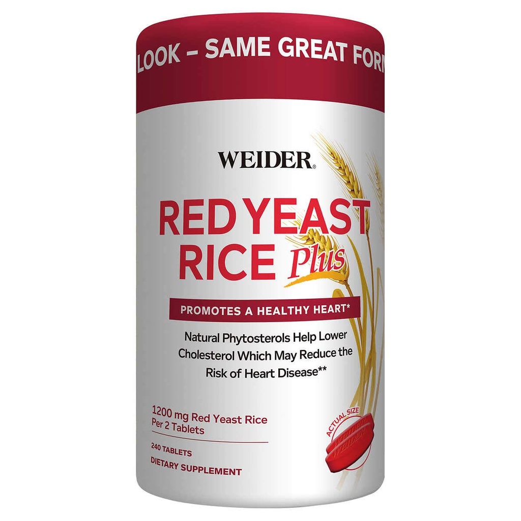 Weider Red Yeast Rice Plus 2-Pack com Phytosterols 1200 mg por 2 comprimidos (240 comprimidos X 2)