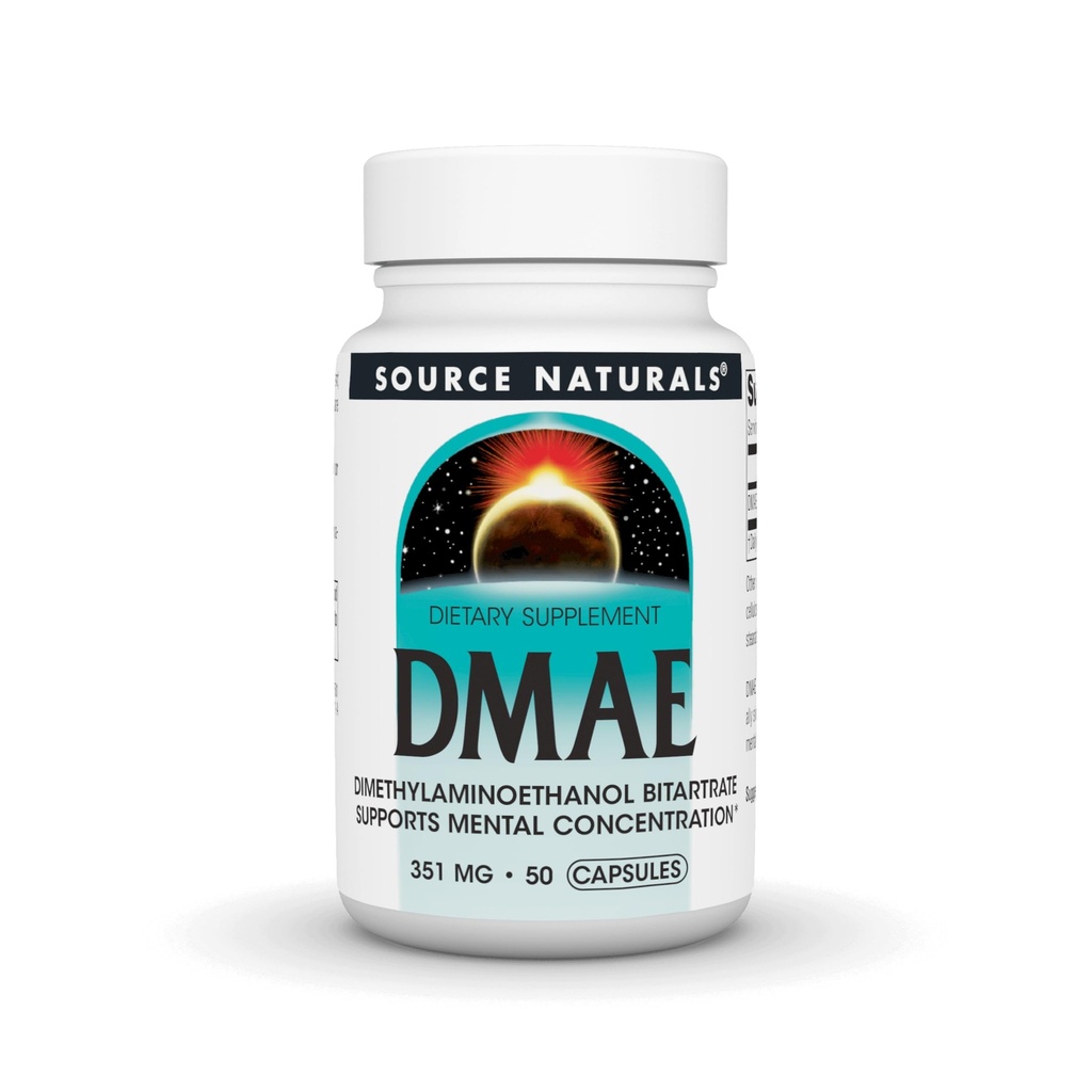 Fonte Naturals DMAE, Bitartarato de Dimetilaminoetanol - Suporta Concentração Mental - 50 Cápsulas