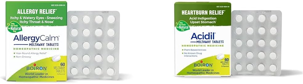 Pacote de Alergia de Boirão e Refluxo de Ácidos com Comprimidos de AlergiaCalmo (60 Count) e Acidil para Reflux Ácido e Indigestão (60 Count)
