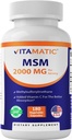 Vitamatic HSH 2000 mg com vitamina C 75mg por serviço - 180 Veg Cápsulas - Vitamina C Ajuda em melhor absopriton de HSH (Metilsulfonilmetano) - Não-GMO e Gluten Free