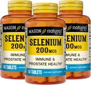 MASON NATURAL Selênio 200 mcg - Suplemento antioxidante para suporte imunológico e saúde da próstata, Essential Trace Mineral, 60 comprimidos (Pacote de 3)