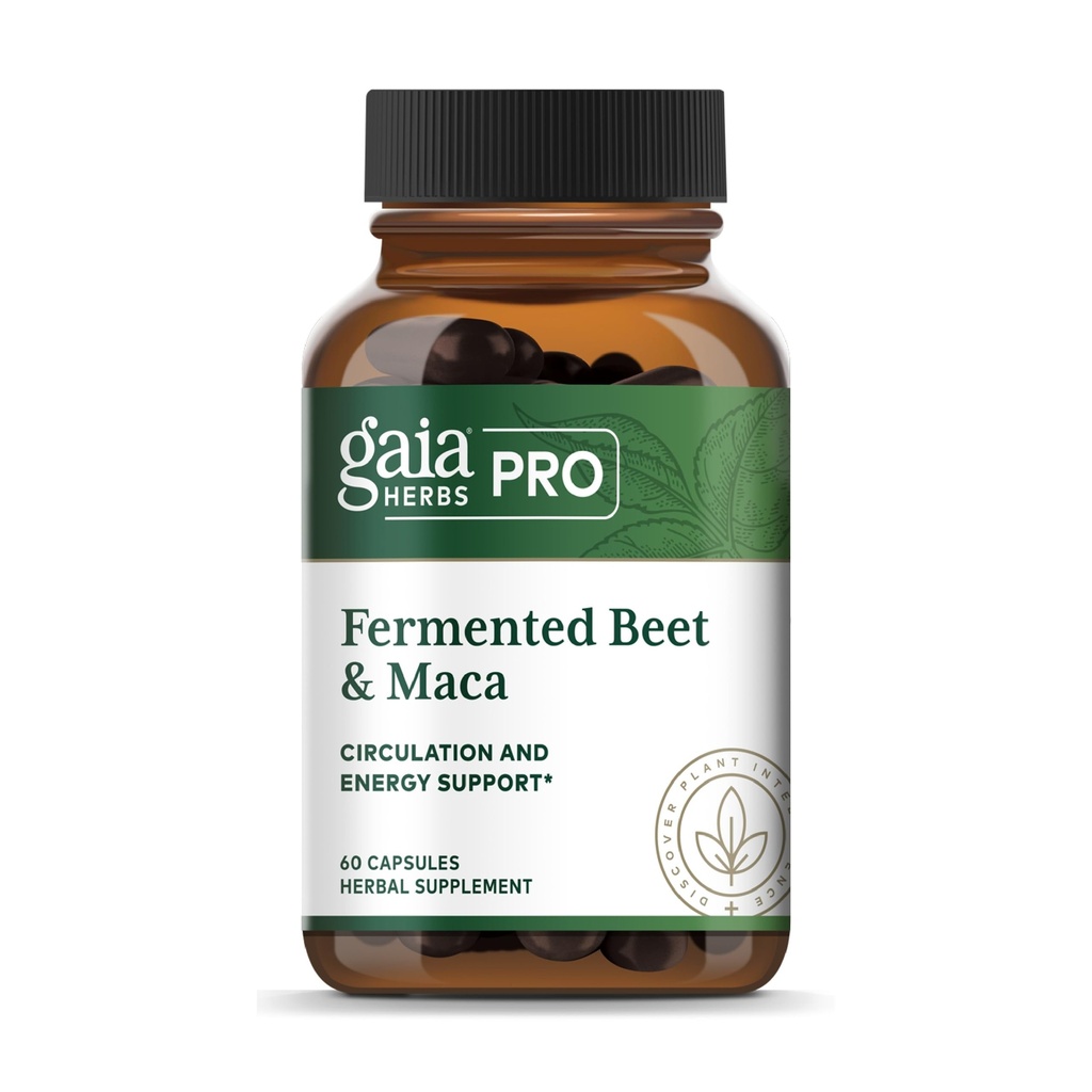 GAIA HERBS PRO Fermented Beet & Maca - Suplemento de suporte de energia saudável e circulação * - Suplemento de saúde renal com beterraba e cenoura raiz - Vegan, sem glúten, sem soja - 60 cápsulas (30 Servings)