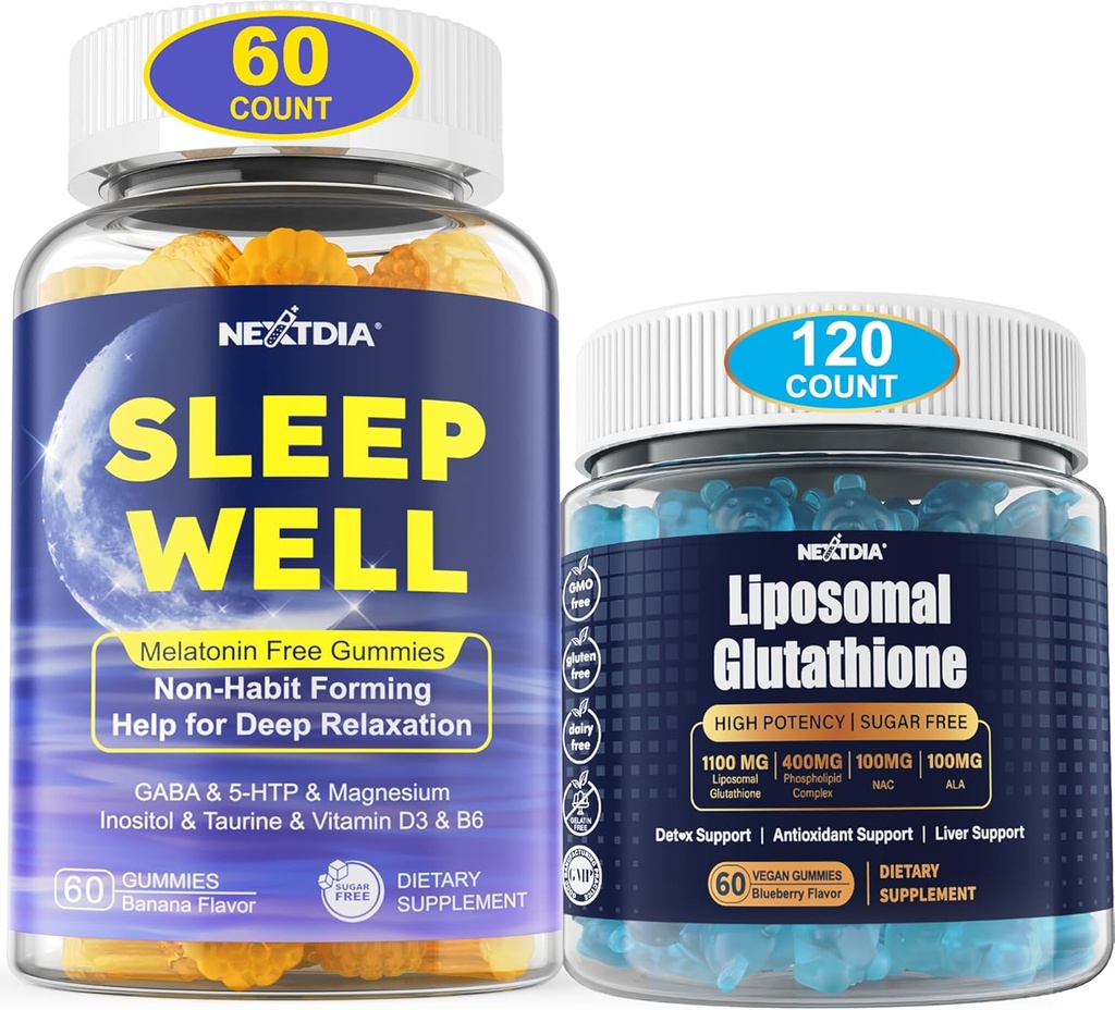 Gummies de sono natural grátis para adultos + pastilhas de glutationa lipossómica Suplemento para mulheres