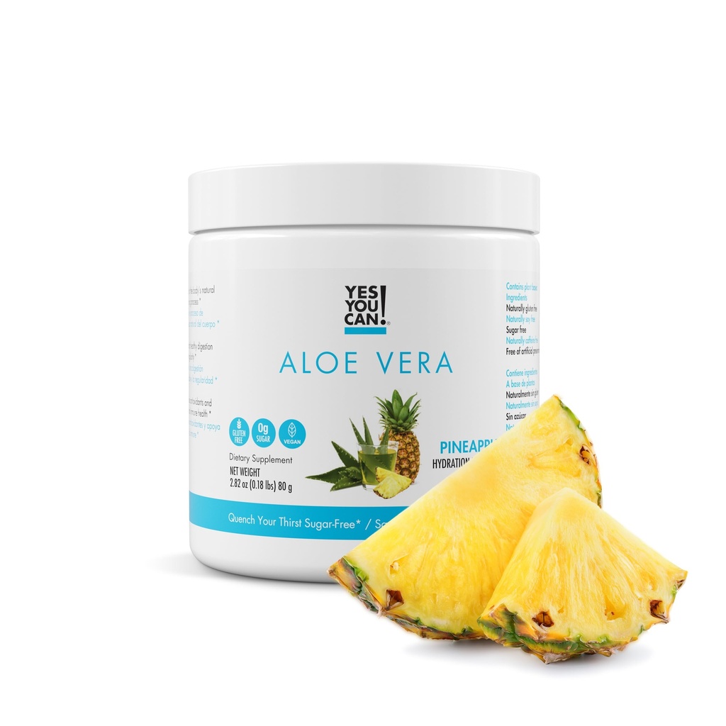 Sim, podes! Mistura de bebida em pó de Aloe Vera orgânica - Hydration Booster Infundida com puro suco de Aloe - Delicious Flavors - Made in USA - Antioxidant Rich - Abacaxi Flavor - 40 Servings