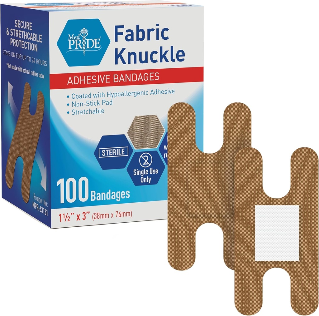 MED PRIDE 100 Esteril tecido ponta de dedo, dedo, e Knuckle Bandages - Látex e borracha livre hipoalergênico, 1,5in X 3in