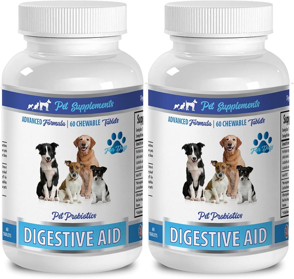 PET SUPLEMENTS & NUTRITION LLC Gas Treats - Dog Digestive AID PROBIOTICS - Natural Approach - Solução para mau hálito e gás - Contra Diarréia - acidophilus para cães - 2 Garrafas (120 Doces)