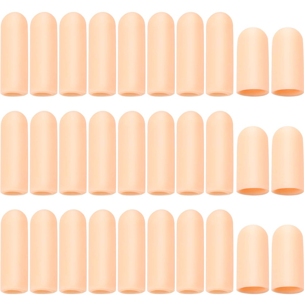 Frienda 30 peças Gel protetor de dedos berços tampa de silicone mangas para dedo rachando gatilho suporte (Apricot)