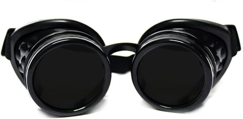 GloFX Steampunk Goggles Tinted - Rave EDM Festival Acessórios - Gótico Cosplay Solder Goggles - óculos pretos com preto tint lens