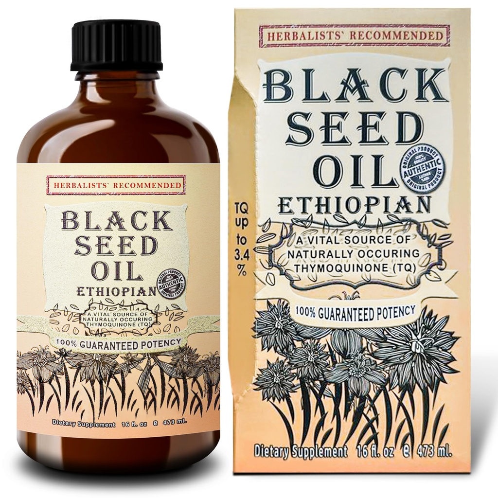 Óleo de semente preta etíope 16 onças – Força extra 3x Thymoquinone – 100% Puro frio-Pressed Nigella Sativa – Imune, articulação, cabelo e suporte da pele