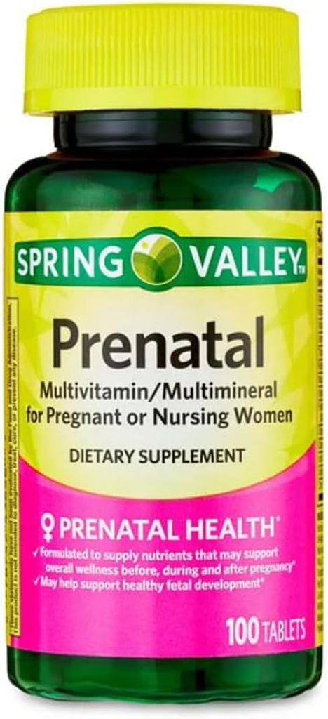 Multivitamina pré-natal/Multimineral para Grávidas e Enfermagem Mulheres Suplemento Alimentar Comprimidos, 100 Contagem