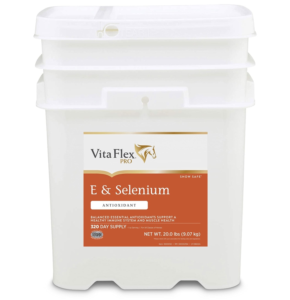 Vita Flex Pro E e Horse Selenium Supplement, Balanced Essential Antioxidants, 20 libras, 320 dias de fornecimento