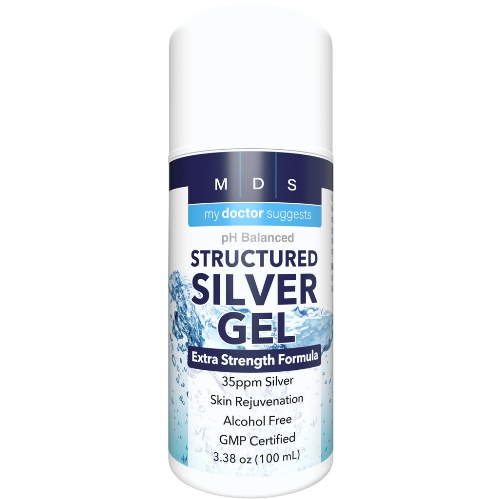 Estruturado Coloidal Silver Gel Força Extra - Resfriamento tópico - pH Equilibrado 35ppm Estruturado Prata Proporciona alívio calmante de queimaduras e irritações da pele