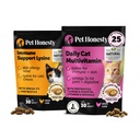 Multivitaminas de gato + suporte imunológico Lysine Dual Texture Chew Supplement Bundle - Suporta Saúde Imune geral, articulações, pele & casaco, e alívio de alergia de gato - espirros, nariz runny