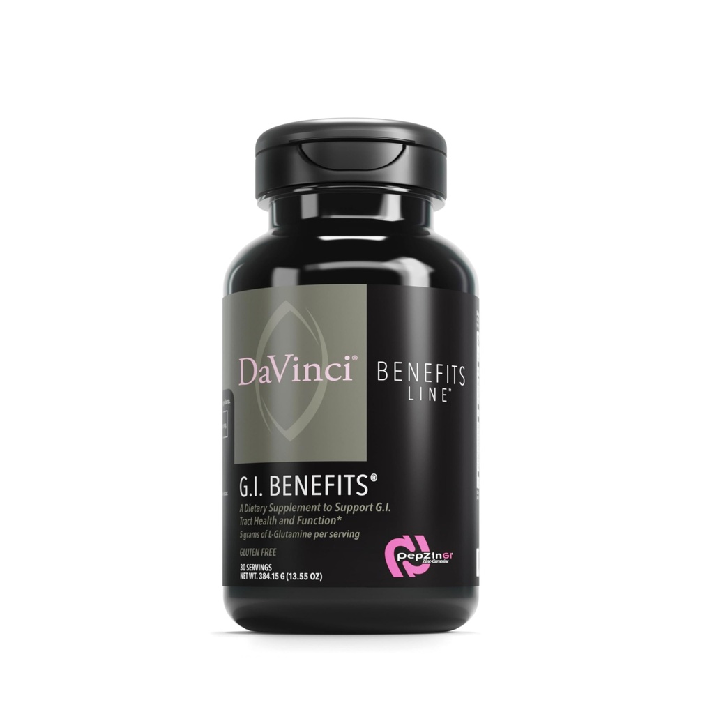 DAVINCI Labs GI Benefícios - Suplemento de Saúde Digestiva Pó com Zinco e L-Glutamina* - Suporte Sistema Imune & Digestão Saudável* - Suplemento de Saúde Gut para Homens e Mulheres - 30 Servings (384,15 g)