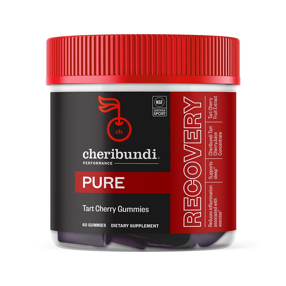 Cheribundi Tart Cherry Gummies Puro desempenho para a recuperação máxima com 25 Cerejas Tart