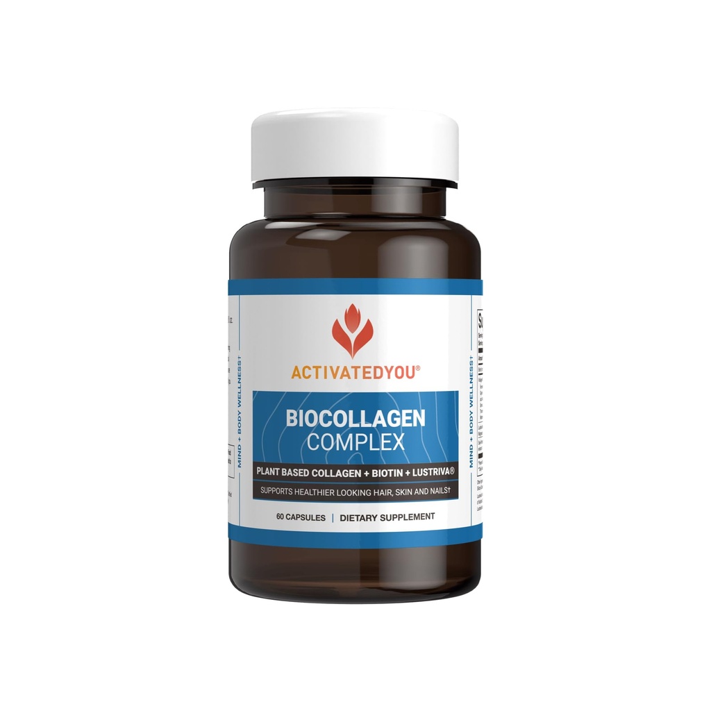 AtivadoVocê Colágeno Complexo BioCollagen Baseado em Plantas para Mulheres e Homens - Projetado para promover a firmeza da pele, força muscular e volume de cabelo, 2 Cápsulas Diárias suporta aparência jovem e mobilidade conjunta