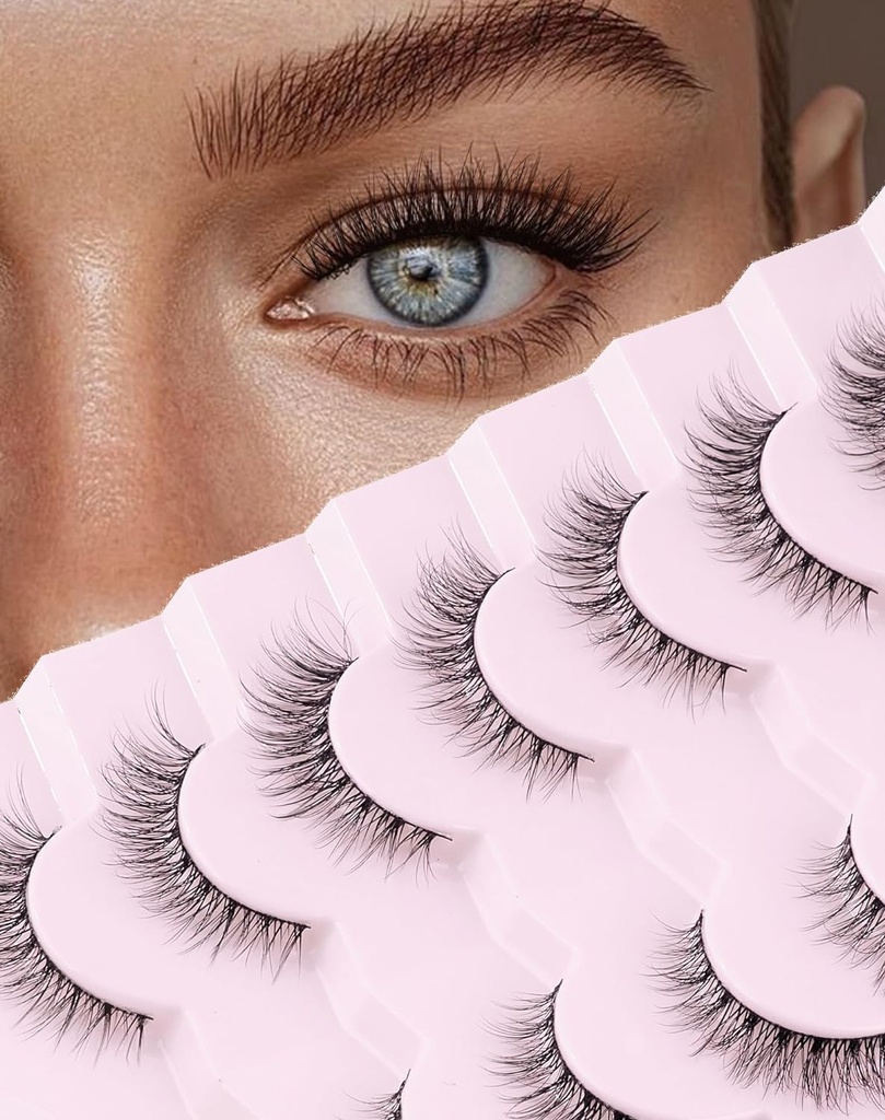 Apenas todos os cílios naturais chicotadas chicotadas olhar natural pestanas falsas cílios flarados naturais pestanas de olhos falsos chicotadas macias chicotadas macias 7 pares D1 Natural (6-13MM)