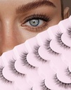 Apenas todos os cílios naturais chicotadas chicotadas olhar natural pestanas falsas cílios flarados naturais pestanas de olhos falsos chicotadas macias chicotadas macias 7 pares D1 Natural (6-13MM)