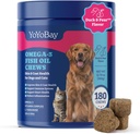 Mastigação de óleo de peixe para cães e gatos, óleo de peixe Omega 3 para cães - Rico em Omega 3, 6, e 9 com óleo de linhaça, EPA & DHA - 180 mastigação macia, Pato & Pear Flavor - Anti-inflamação, pele & revestimento saúde