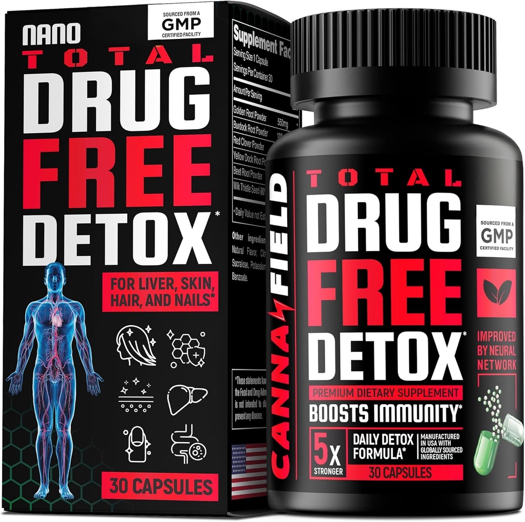 Total Detox e Limpeza de Fígado - EUA Made - 5-Dias Detox - Limpador de Toxinas Naturais para Pele, Cabelo, Unhas, Gut - Mega Suporte e Reparação - Fórmula Natural de Saúde de Ervas, Immune Support