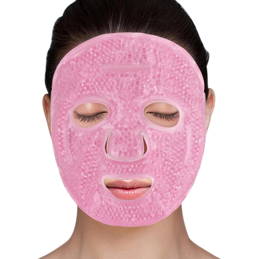 LotFancy Face Ice Pack, Máscara de rosto de gelo reutilizável, Gel Bead Cold Face Eye Mask, Hot Cold Compress para Puffiness, Rotina facial, Recuperação pós-cirúrgica, Dor de cabeça, Cuidados com a pele, Pós Laser