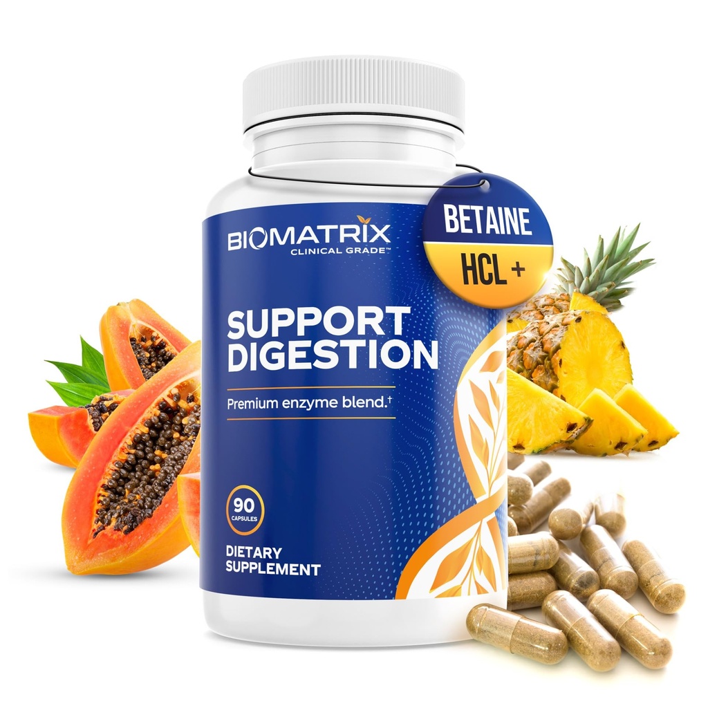 Enzimas Digestivas Suplemento (90 Cápsulas) Suporte Digestão - com Bile Purificada, Pancreatina, Enzimas Vegetais, Bile de Ox, Betaína HCL, Suporte Digestão de gorduras carboidratos e proteínas