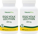 NaturesPlus Egg Yolk Lecithin - 600 mg, 180 Cápsulas - Embalagem de 2 - Soy Free, Gluten Free - 180 Total Servings