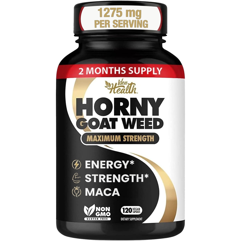 Erva de cabra com tesão 1275 mg MAX STRENGTH w/Maca (2 Mês de Fornecimento) - Complexo de Energia e Desempenho para Homens e Mulheres