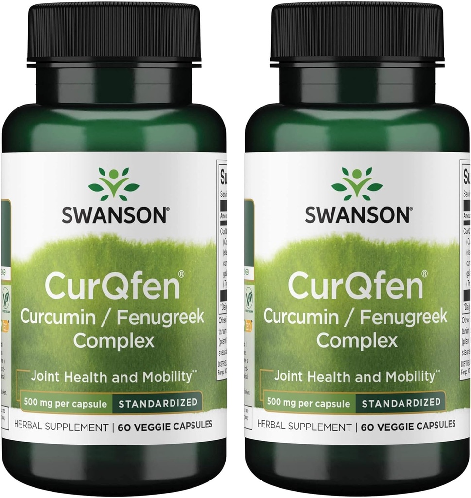 Swanson Controled Release Curqfen Curcumina/Fenugreek Complex 60 Veg Cápsulas (2 Embalagem)