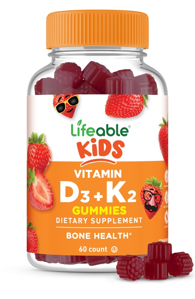 Crianças Vitamina D3 K2 Vitamina Gummies 1000iu D3 e K2 100mcg Grande Degustação D3 e K2 Suplementos para Saúde e Imunidade Óssea