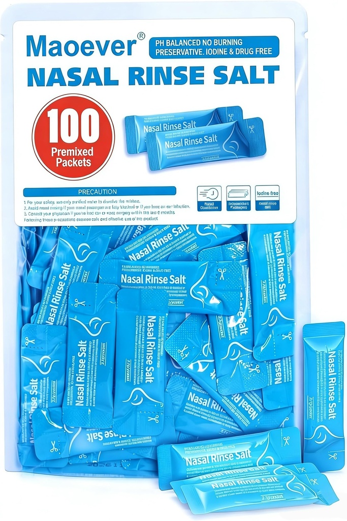 Neti Pot Salt Packets - 100 Embrulhados individualmente Saline Packets para Lavagem Nasal Kit de Refil Neti Pot .