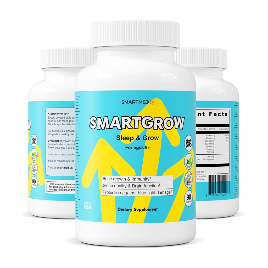 SMARTCROW 5 em 1 Promova Olho Forte e Saúde dos Olhos Cálcio, Vitamina D3, Aminoácidos – Ajuda ao Sono, Suporte Imune, Cérebro e Saúde dos Olhos – 90 Cápsulas