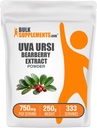 BulkSuplementos.com Extrato de folha de mirtilo em pó - Uva Ursi Extract, Suplemento de ervas - Vegan & Gluten Grátis, 750mg por serviço, 250g (8.8 oz) (Pack of 1)