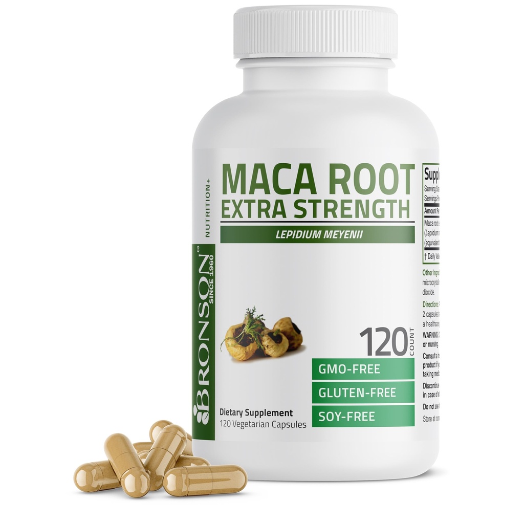 Bronson Maca Root Extra Lepidium Meyenii, Não- OGM, 120 Cápsulas Vegetarianas