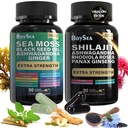 Boysea. Shilajit e Sea Moss Bundle- 90 Conde - Sea Moss, Black Seed Oil, Ashwagandha, Ginger & Shilajit, Rhodiola Rosea, Tudo em 1 Suplementos (1 Pc)