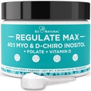 Regular MAX Myo-Inositol & D-Chiro Inositol Supplement Powder for Women with Vitamina D & Folate PCOS Nutritional Support, Hormone Balance & Fertilidade Support, Unflavored 60 Servings