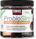 Fator de Força ProbioSlim Kombucha Gummies para Saúde Digestiva, Probióticos para Mulheres e Probióticos para Homens Feita com 5 bilhões de UFC, Kombucha SCOBY Gummies Probiótico, Peach, 60 chicletes