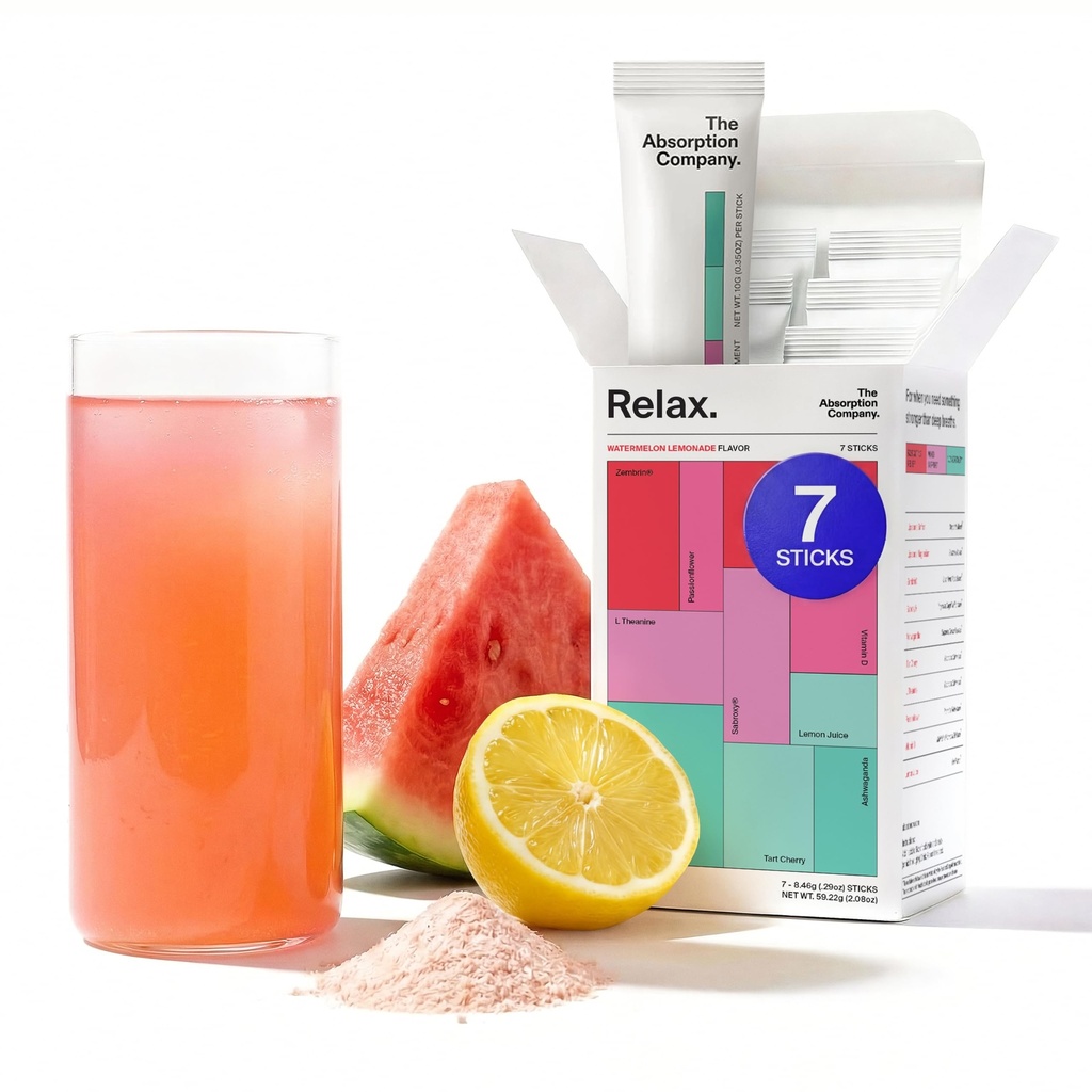 The Absorption Company Relax Powder, Calming Magnesium Drink Packets, 7PK
