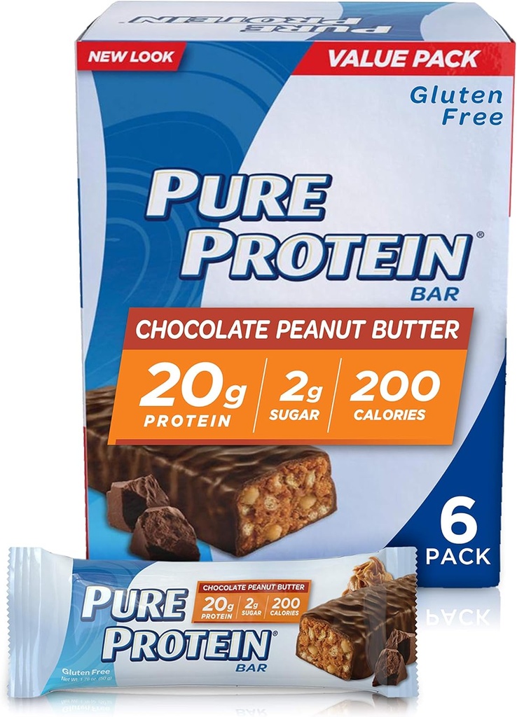 Proteína Pura - Alta proteína Bar Chocolate Manteiga de Amendoim - Barras de Proteína--20 Grams de Proteína por Bar - Gluten Livre - 6-1,76 Bares de Onça