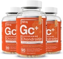 Elementos essenciais Glucosamina Condroitina HSH Boswellia Serrata Suplemento de Ácido Hialurônico Suporte Conjunto Suplemento Antioxidante para Flexibilidade - 270 Cápsulas (3 Embalagem)