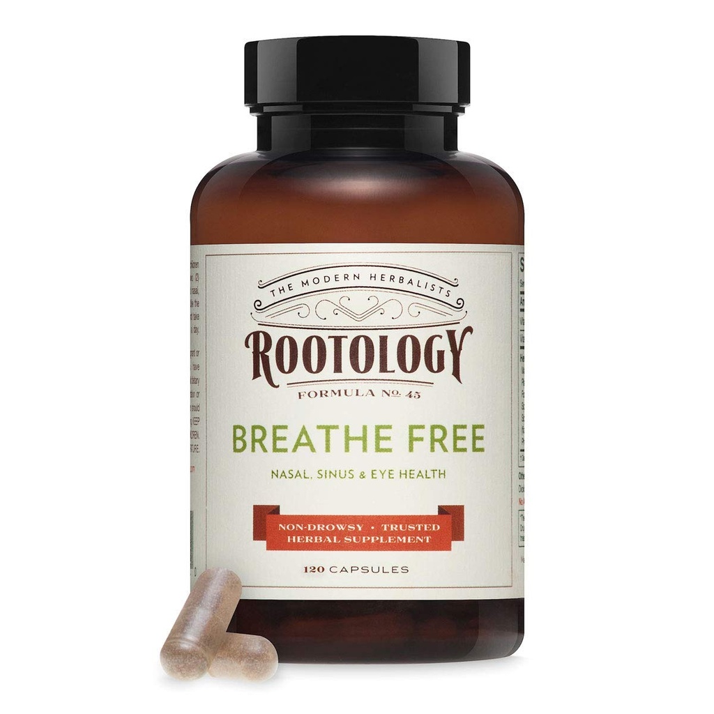 Rootologia Respirar Livre - Natural Nasal & Sinus Alívio - Fast-Acting, Non-Drowsy - 120 Cápsulas...