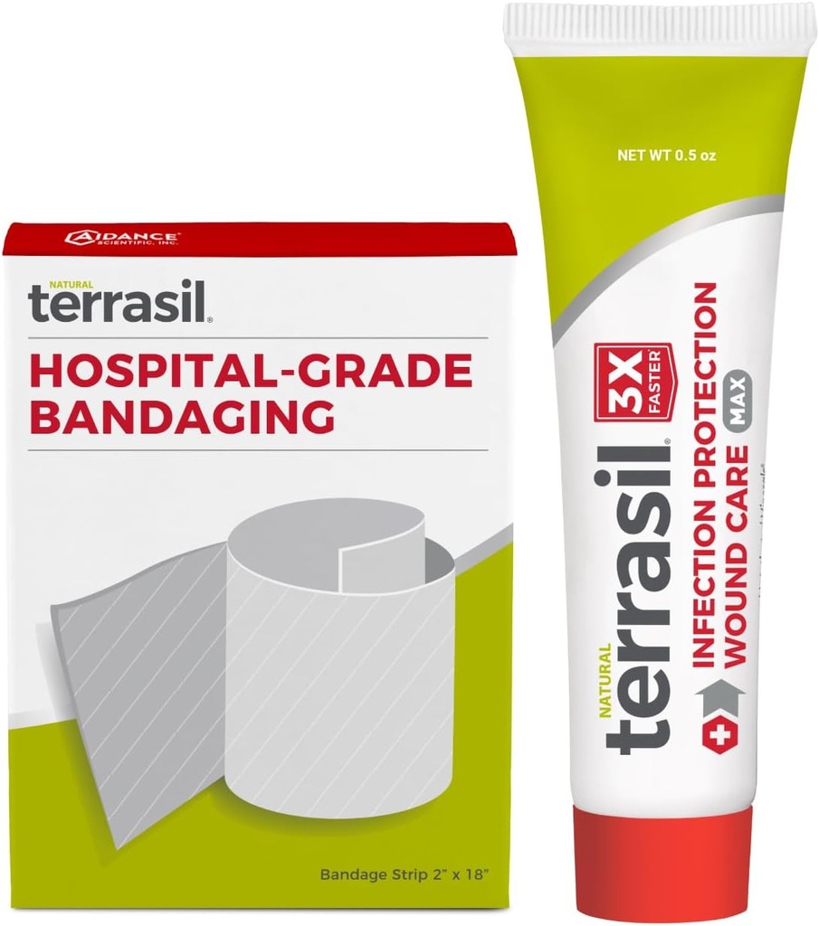 Kit de primeiros socorros da ferida de terrasil: Dermatologista-testado (0.5oz, 2"x18" Bandagem)