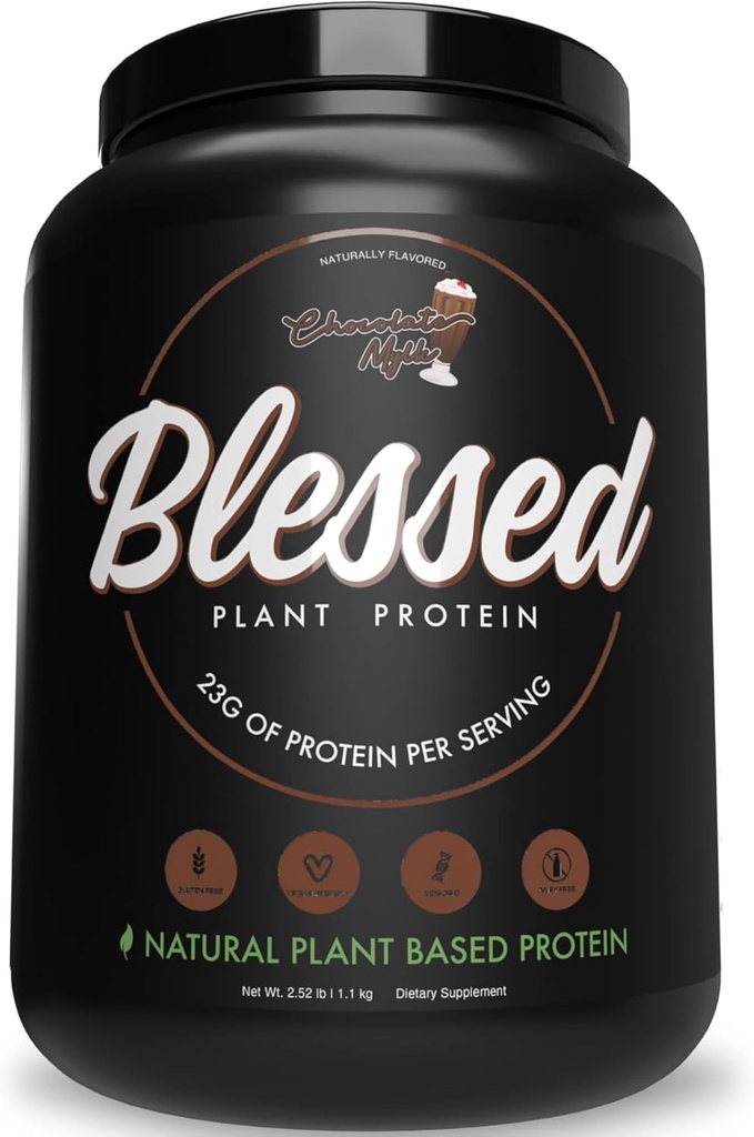 Beato Vegan Protein Powder - Proteína baseada em plantas em pó Shake proteína de substituição de farinha, 23g de pó de proteína de ervilha, Dairy Free, Sem glúten, Soja Livre, Sem açúcar adicionado, 30 Servings (Chocolate Mylk)