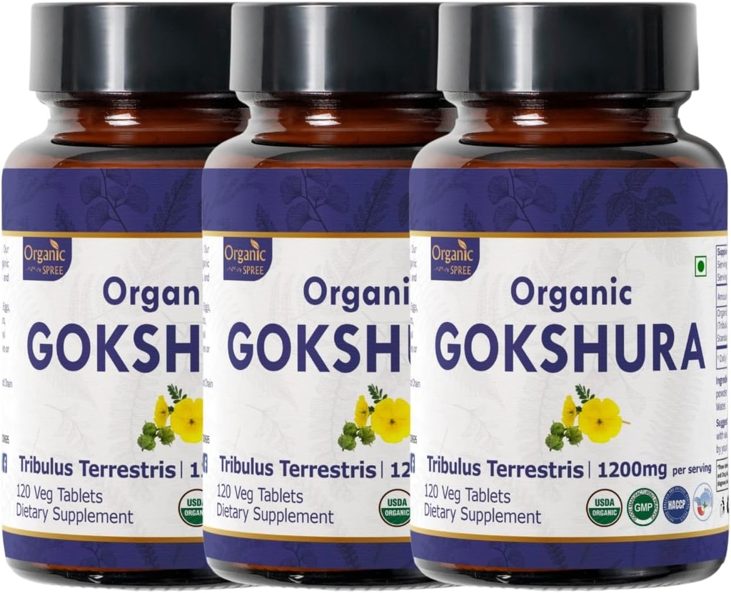 Gokshura 120 Comprimidos □ Tribulus Terrestris (Gokshura) □ USDA Organic Certified □ Suporta Imunidade e Força