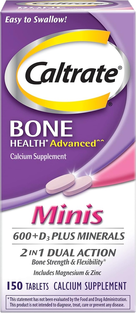 Caltrato de cálcio e vitamina D3 Suplemento Mais Minerais Mini comprimidos, 150 ea (Pacote de 4)