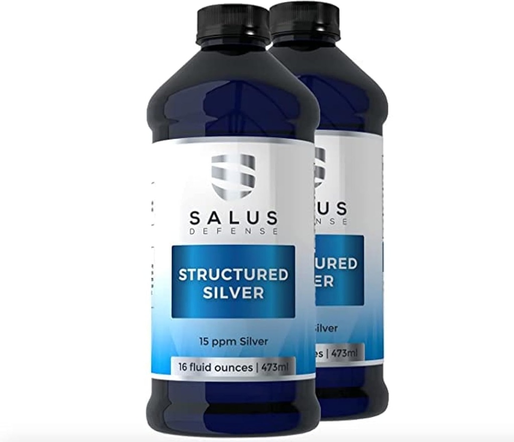 Líquido Prateado Estruturado - Suplemento diário de suporte imunológico com 15ppm Tecnologia de Prata Estruturada Avançada - Tudo Natural sem Aditivos - 16 Garrafa de Onça (2 Pack)